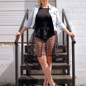 Black body suit sheer cover